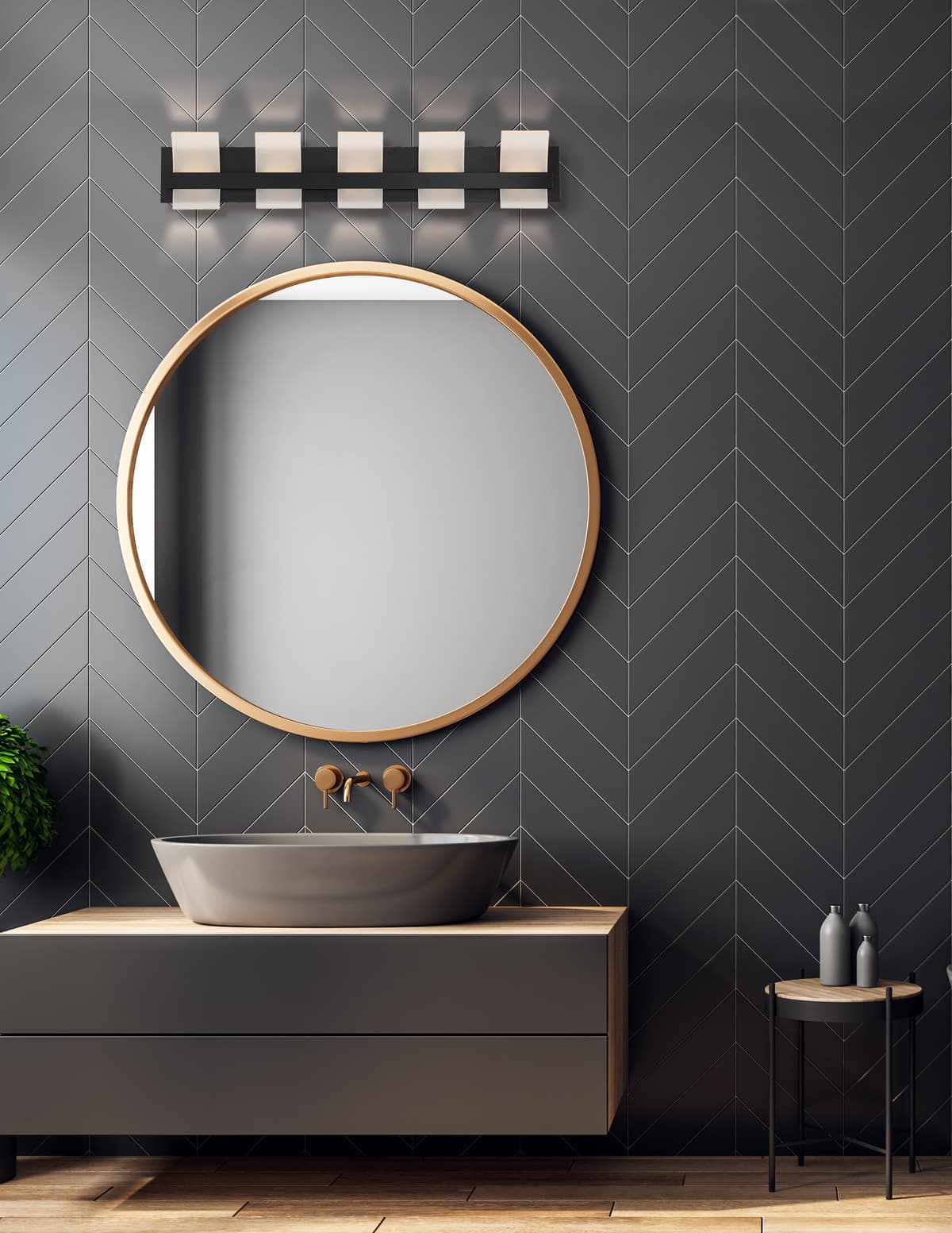 Cambridge 5 Light Vanity In Black — view 4