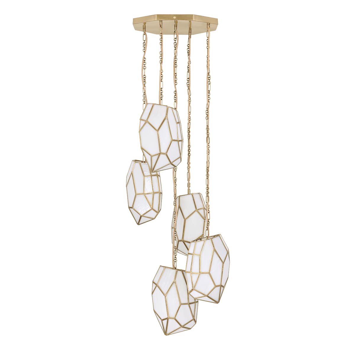 Heera 5 Light Chandeliers In Brass
